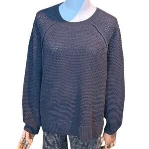 Gap Textured Honeycomb Knit Pullover Sweater Grey XL Raglan Long Sleeve Soft